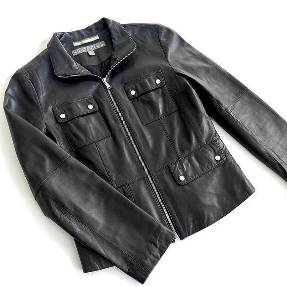 KENNETH COLE Genuine leather Moto coat - Picture 2 of 8